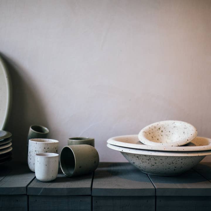 Bosque Salad Bowl White Stoneware for wholesale on Faire4