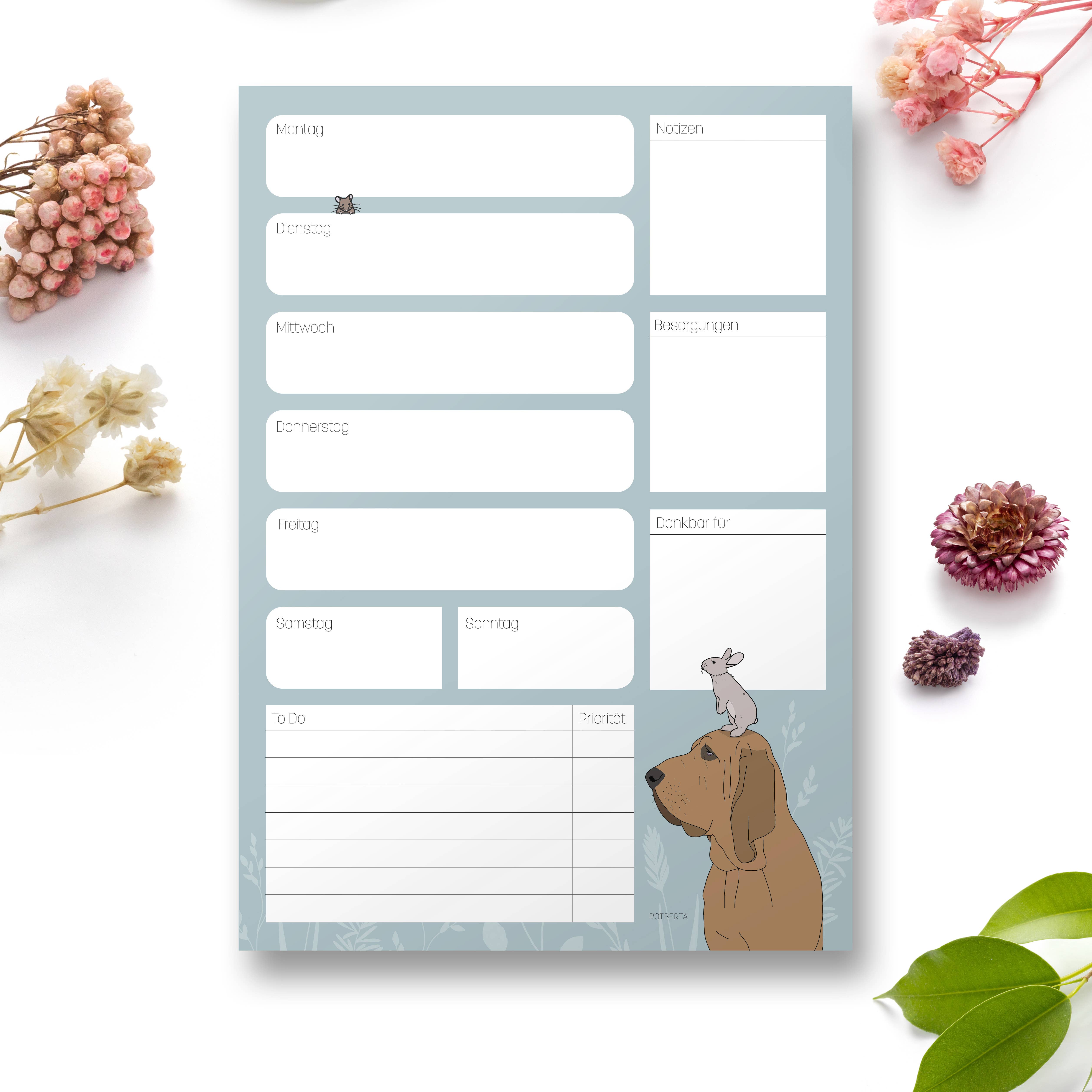 Rotberta - Wholesale Planner - DIN A5 weekly planner, dog and rabbit0
