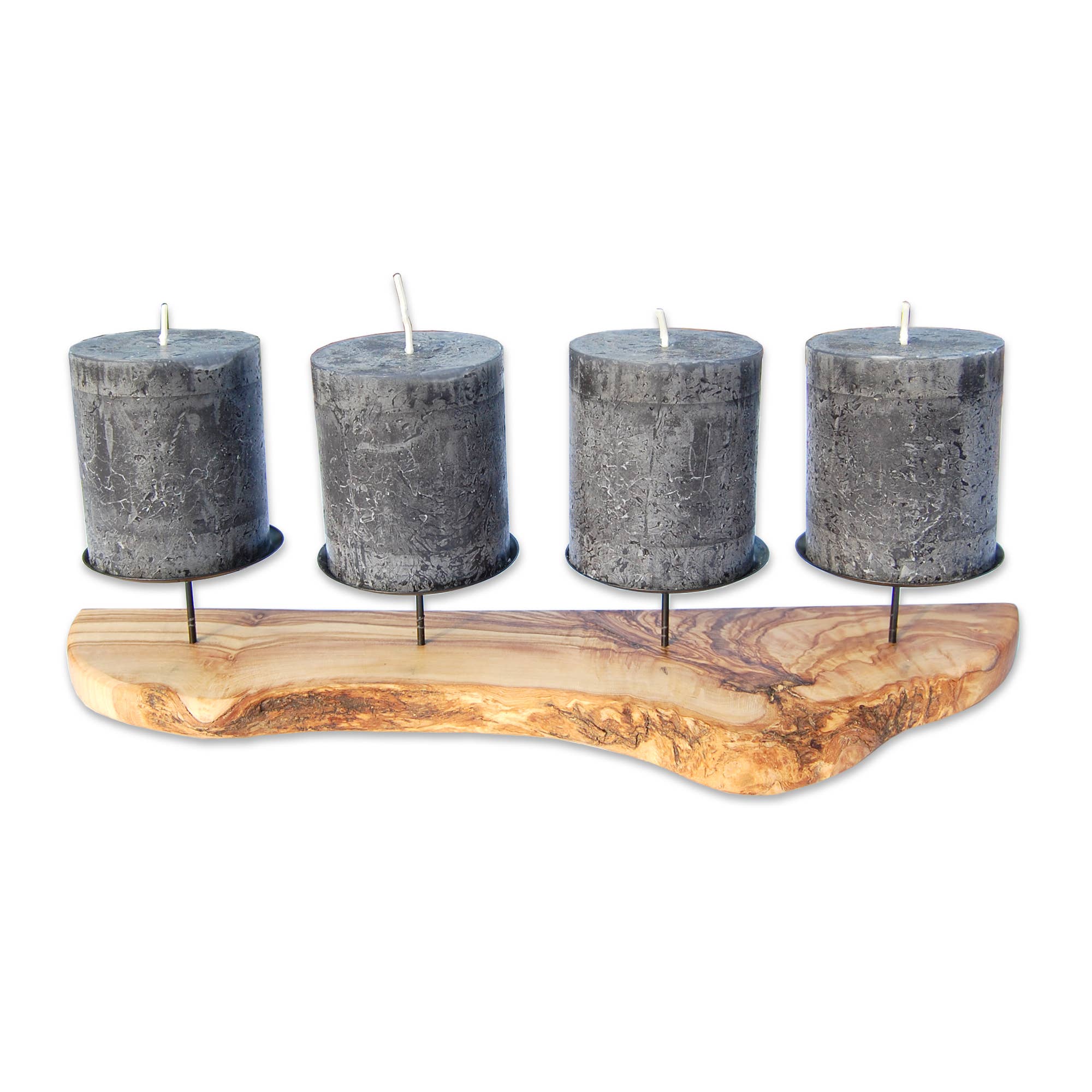 olivenholz-erleben - Wholesale Candle Holder - 4 Advent rustic candle holders made of olive wood5
