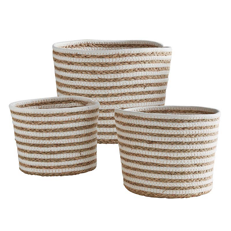 47th & Main (Creative Brands) - Wholesale Basket - Striped Seagrass Baskets - Set of 30