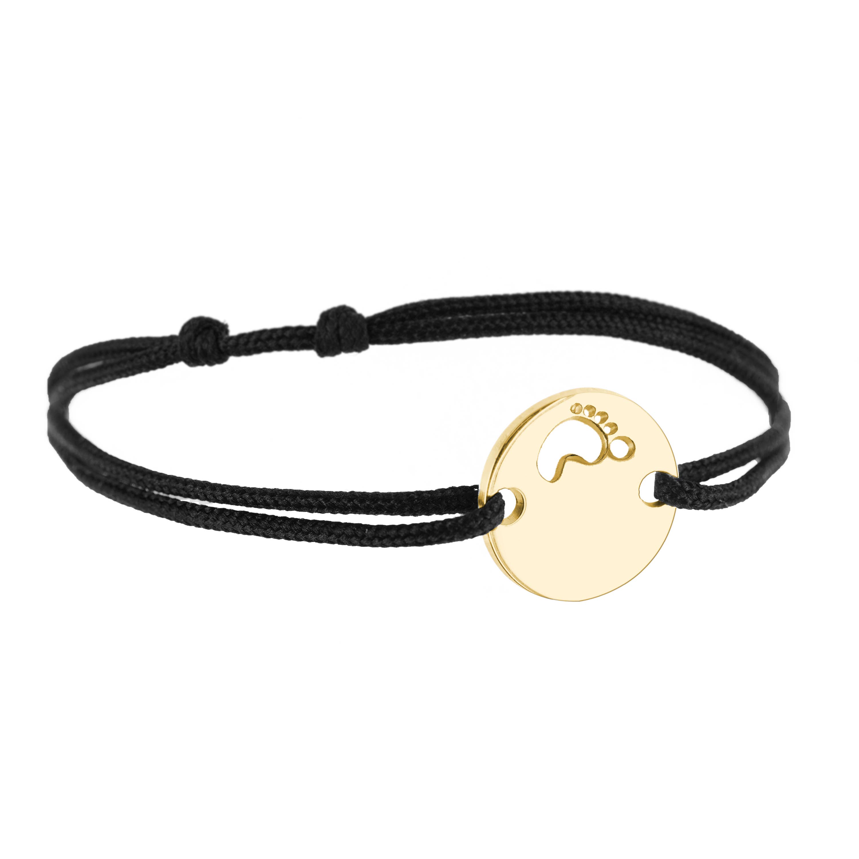 Bijoux Fabrication Française - Wholesale Individual Charm/Pendant - Round Medal Engravable Bracelet - Gold or Silver Foot Print5