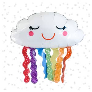Jumbo Confetti Balloon & Tassel Tail - Pastel Rainbow