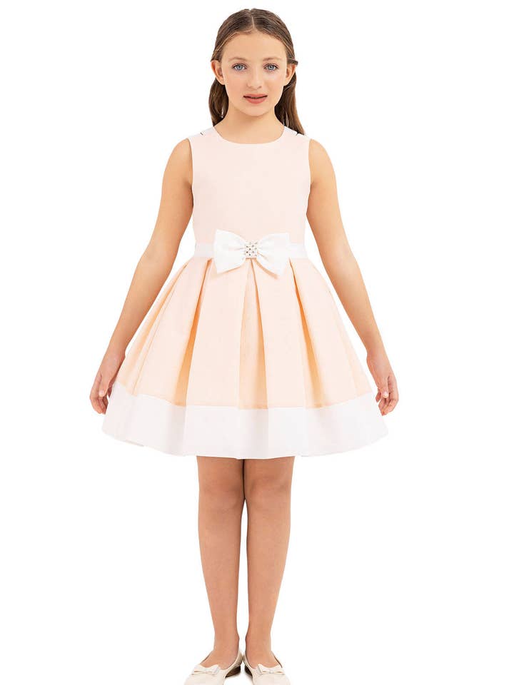 Vestido de Alças Salmão para Meninas 8-12 Anos 33216pr por atacado de Pamina Kids
