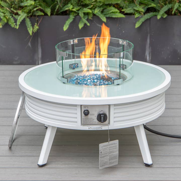 LeisureMod - Wholesale Fire Pit - Walbrooke Aluminum Propane Round Outdoor Fire Pit Table35