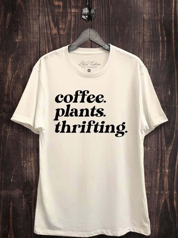 Lotus Fashion Collection - Wholesale Screen printed t-shirt – Women′s - Coffee Plants Thrifting Graphic Top1