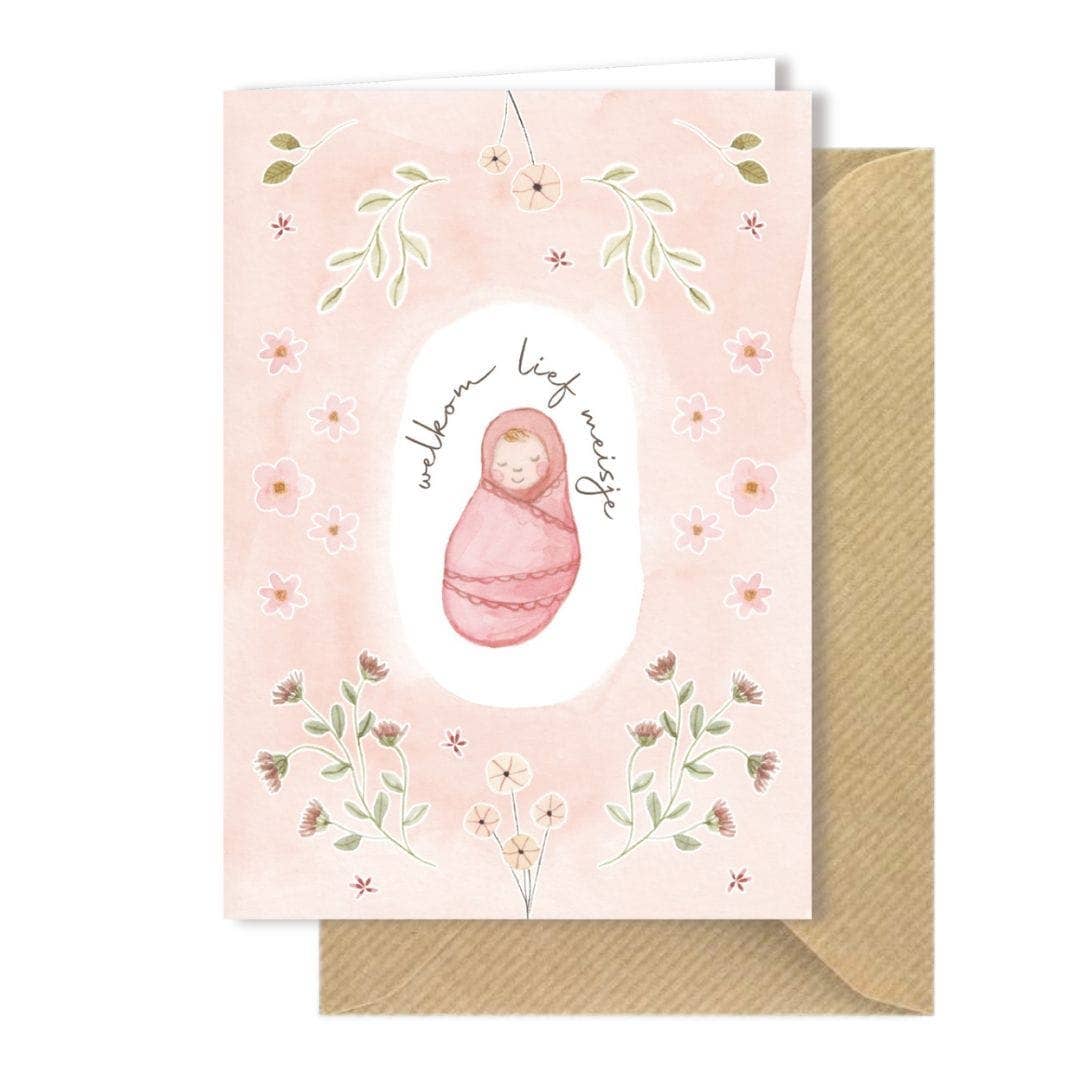 Studio Myrthe – postal de bebé por atacado – Cartão de felicitações 'Bem-vinda, doce menina'0