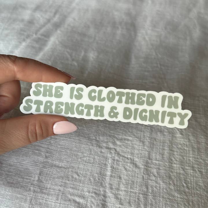 Ela é vestida com autocolante de força, autocolantes cristãos por atacado de Scarlet Sunday Design Co