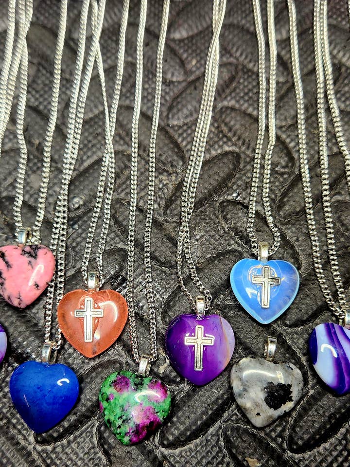 Colar coração com corrente de aço inoxidável liso/durável de 20" por atacado de PUM STONE CREATIONS