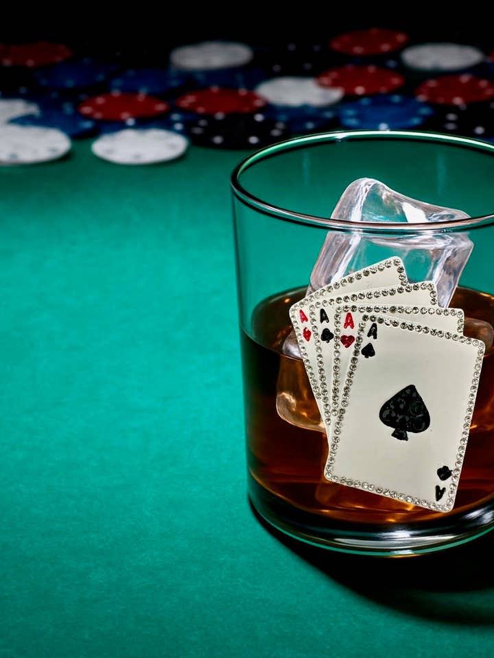 Playing Cards Jeweled Double Old Fashioned for wholesale by The Queens' Jewels®