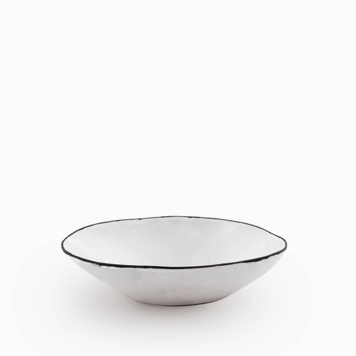 Bol à salade ovale L~8,5" | Art linéaire pour la vente par Khmer Ceramics