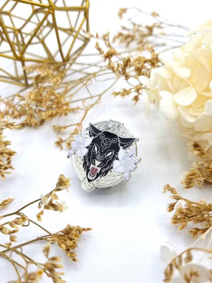Fenrir Hard Enamel Pin for wholesale by Saiyre Illustration and Design