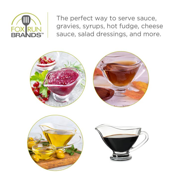 Fox Run Brands - Wholesale Serve Bowl - Fox Run Glass Gravy Boat, 9 oz, Gravy Dish With Handle