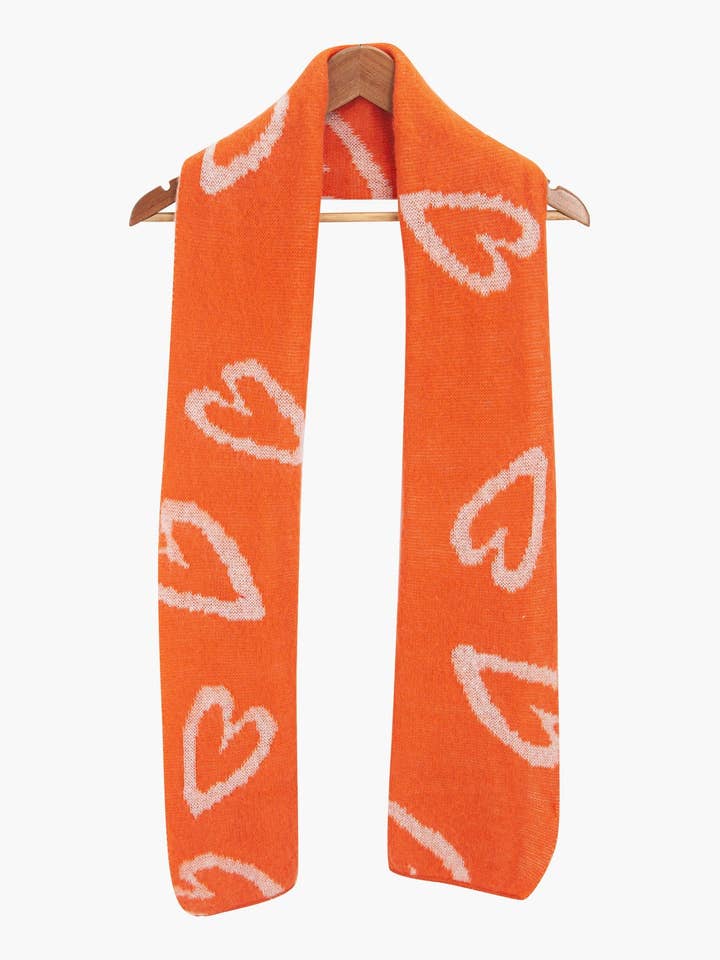 Zuri Cream/Orange Sketched hearts Heavyweight Scarf for wholesale by Sarta Accessories