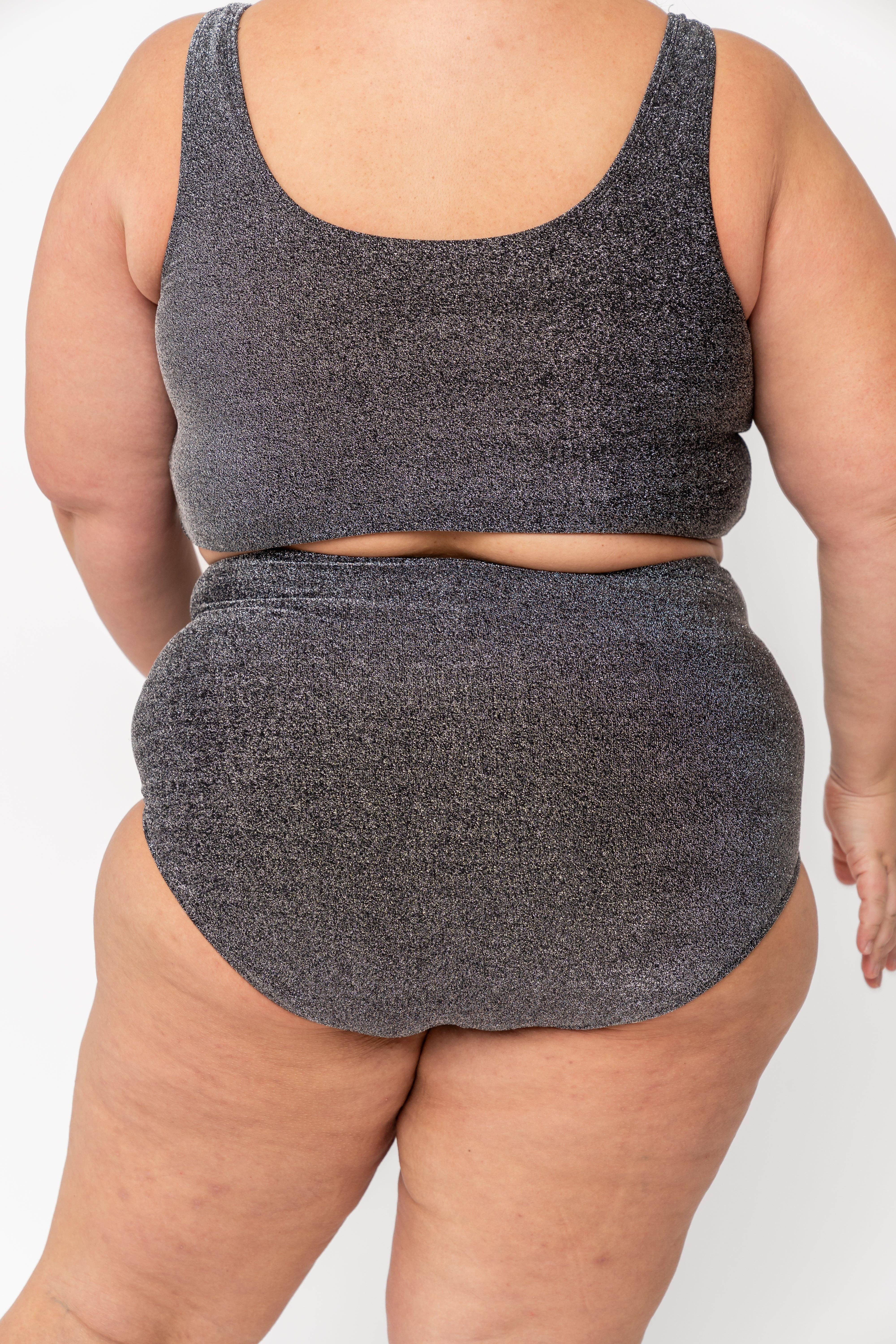 Coral Reef Swim - Wholesale Swim Bottoms - Women's -  Black Shimmer High Waisted Swim Bottom12