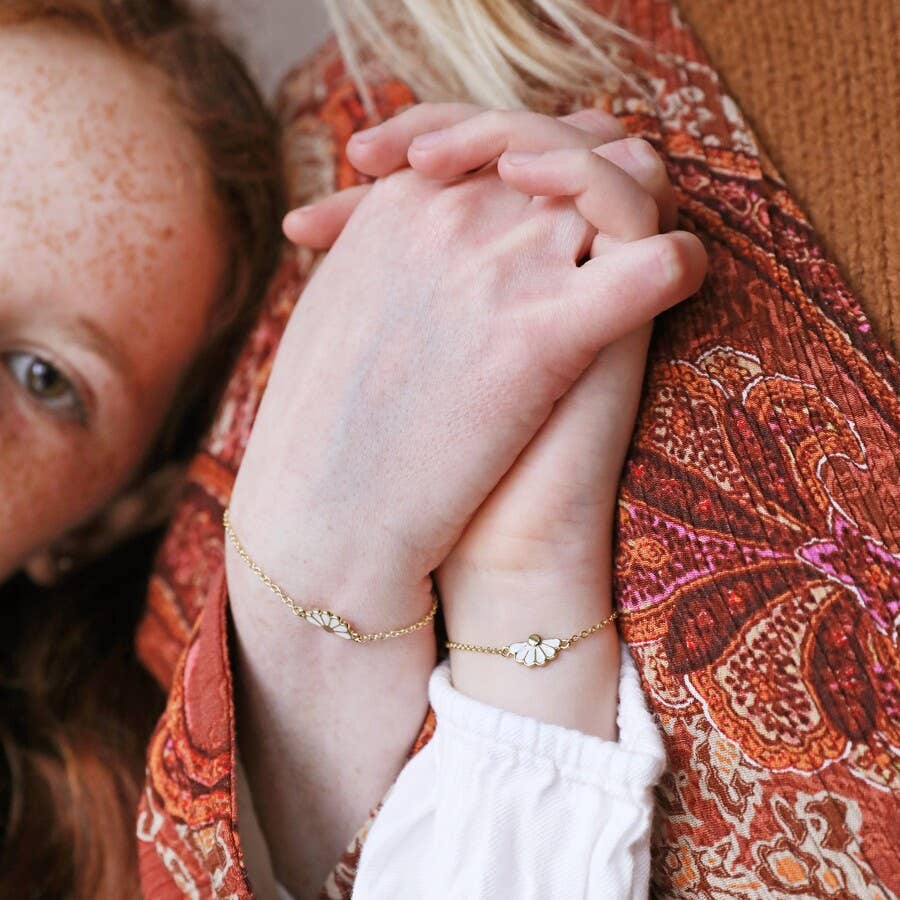 Lisa Angel - Wholesale Charm/Dangle Bracelet - Mother & Child Set of 2 Flower Bracelets in Gold7