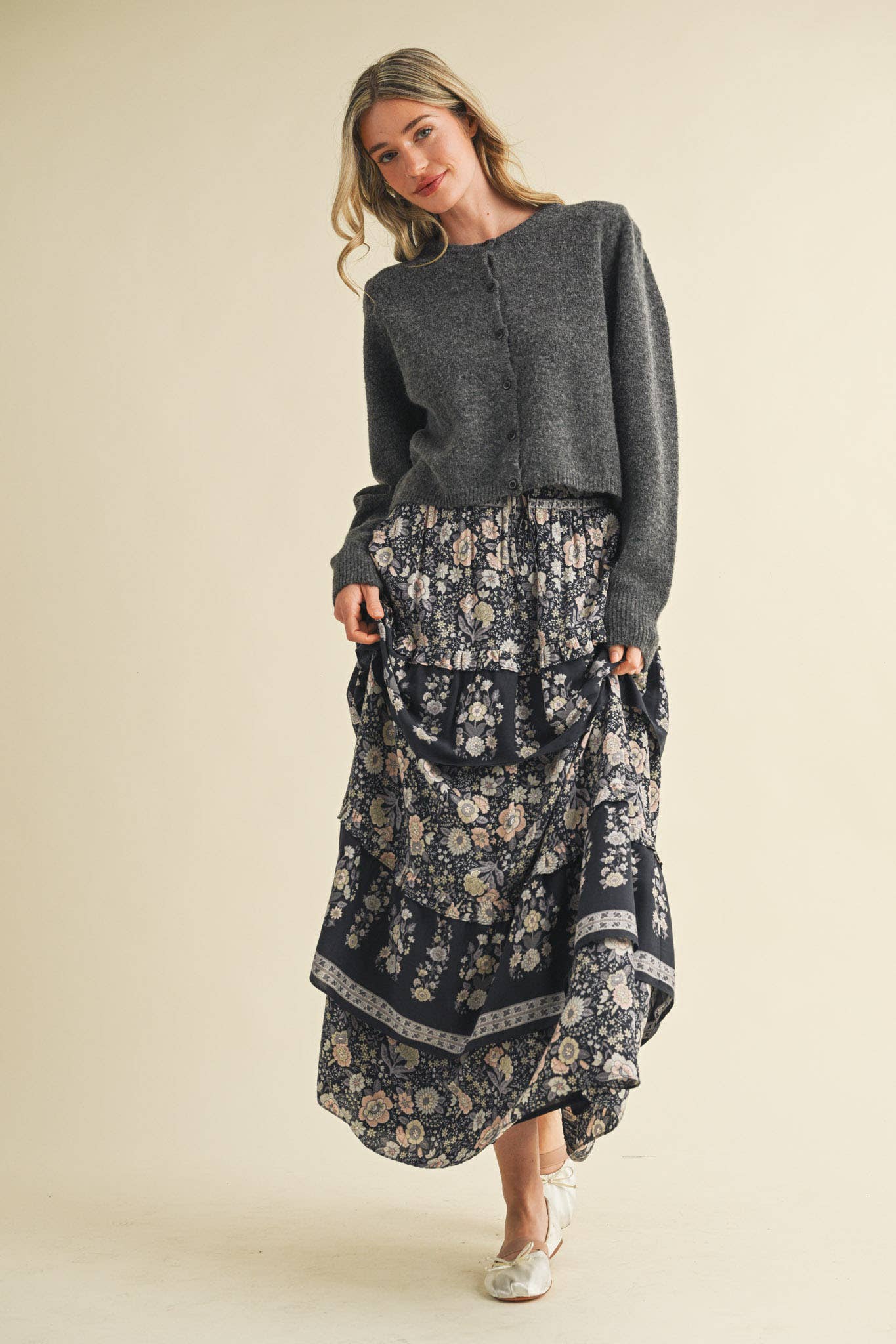 &MERCI - Wholesale Cardigan - Women's - LONG PUFF SLEEVE SWEATER CARDIGAN MSW1101827