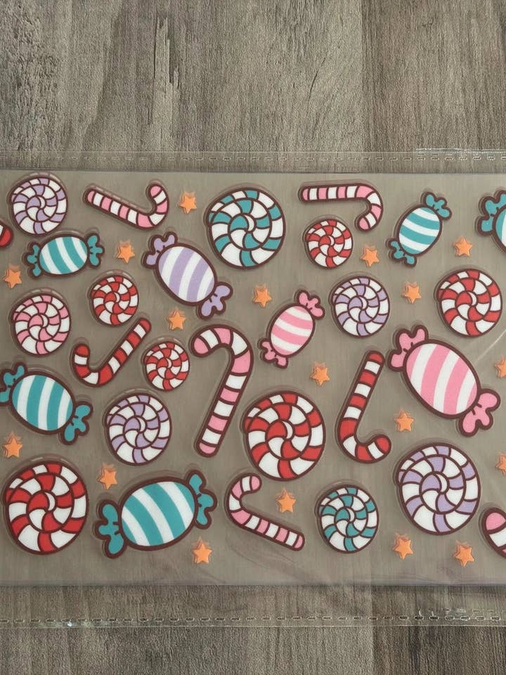 Envoltura de taza Candy UV DTF de 16 oz - doble cara - Calcomanía permanente - Lista para aplicar para venta al por mayor de ASAP Craft Supplies