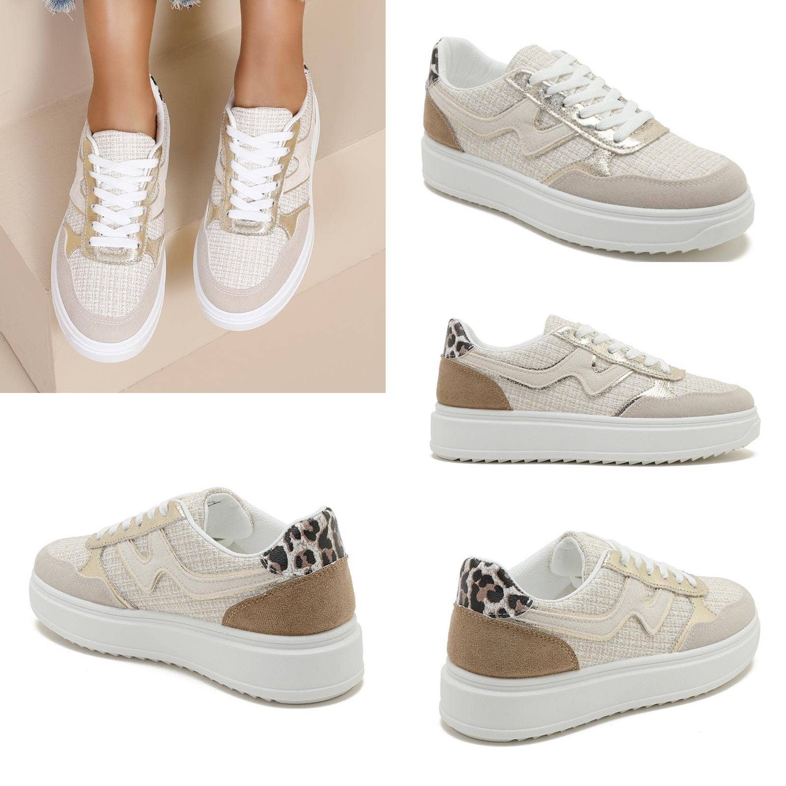 No Doubt Shoes - Vendita all'ingrosso Sneakers di tendenza - Donna - Sneakers donna con suola spessa e dettagli a contrasto con lacci4
