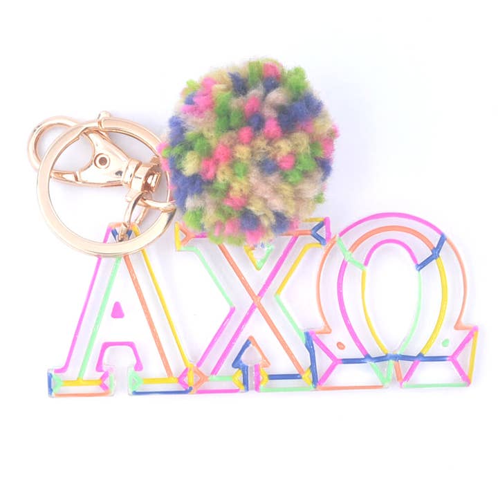 Aspen Lane - Wholesale Keychain - Women's - Sorority Colorblock Pom Keychain | 19 sororities licensed
