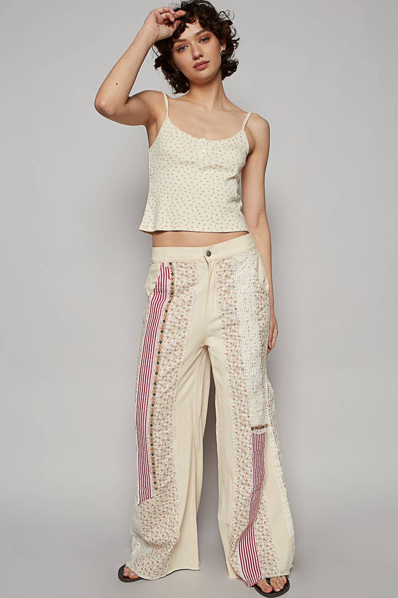 Pol Clothing - Wholesale Jeans - Women's - Patchwork relaxed woven denim pant10