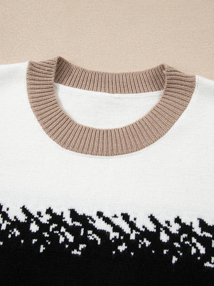 Black Sophia Pattern Drop Shoulder Sweater for wholesale on Faire2