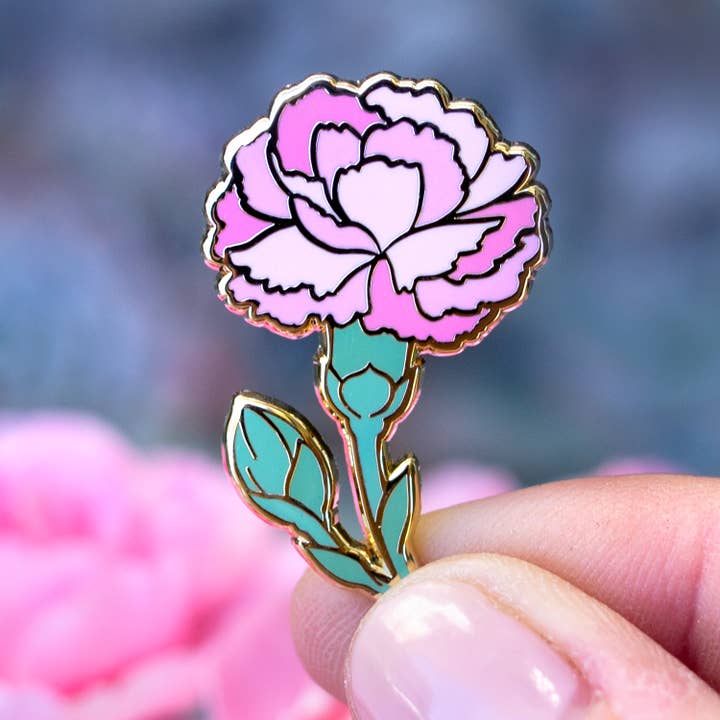 Botanical Bright - Wholesale Lapel pin/button - Carnation Pink Enamel Pin1