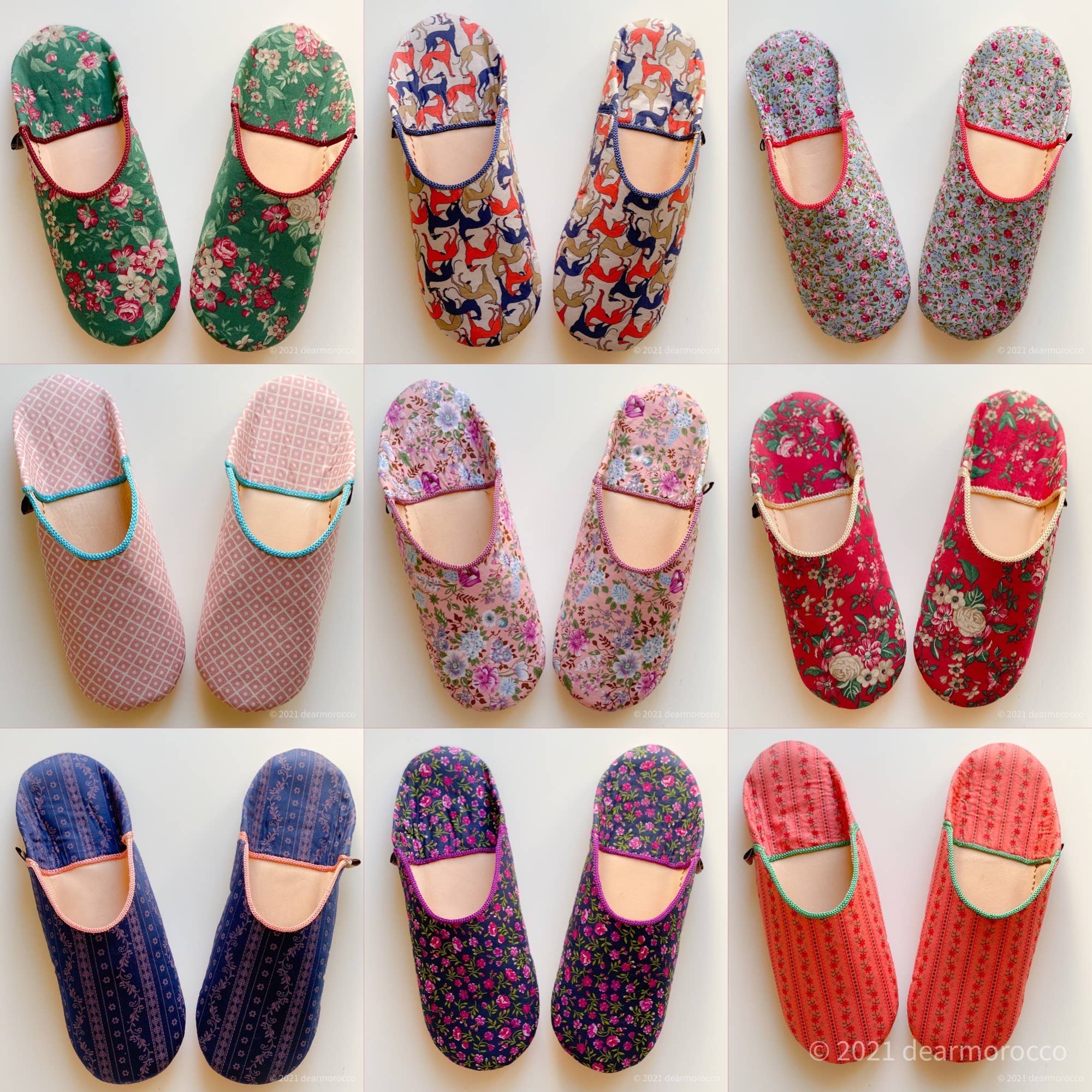 dear Morocco – Engroshandel Slippers - Dame – Marokkanske læderbabouscher // FABRIC sæt1