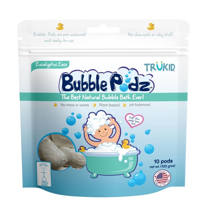 Bubble Podz: Eucalyptus Ease Scented Bubble Bath for wholesale by Tree Star Group, Inc. dba TruKid and TruBaby