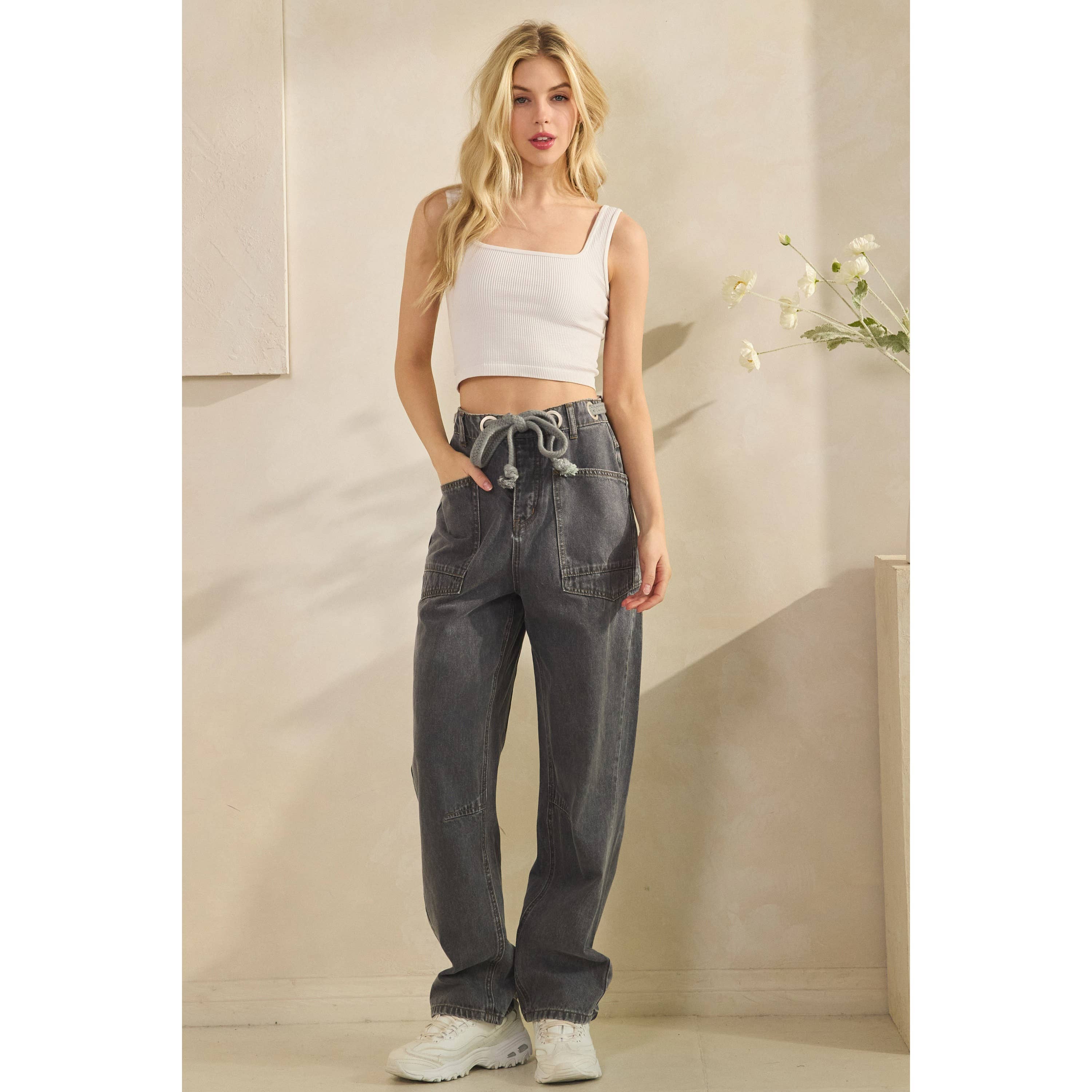 Sage + Fig - Wholesale Pants - Women's - VINTAGE ROPE TIE DENIM (SP7988)8