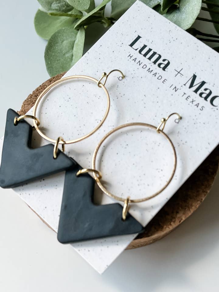 Victoria Statement Earring - Black for wholesale by Luna + Mac