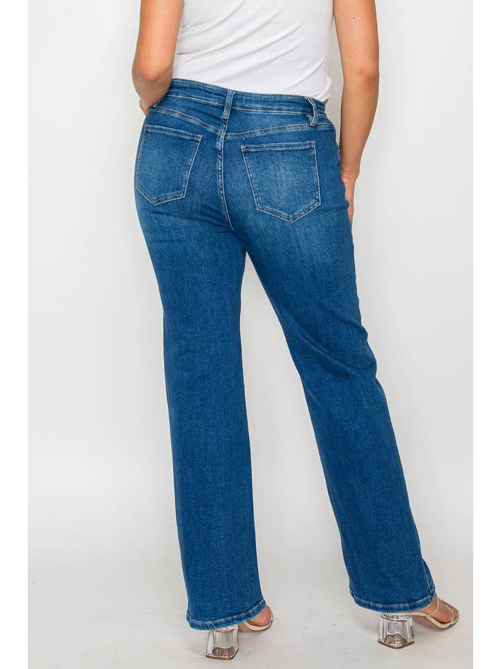 Blue PLUS SIZE HIGH RISE STRAIGHT LEG JEAN #BT5002X for wholesale on Faire6