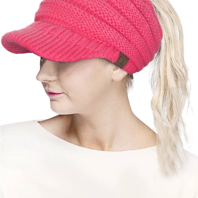 Hana - Wholesale Beanie - Women's - C.C Knit Brim Messy Bun Ponytail Beanie8