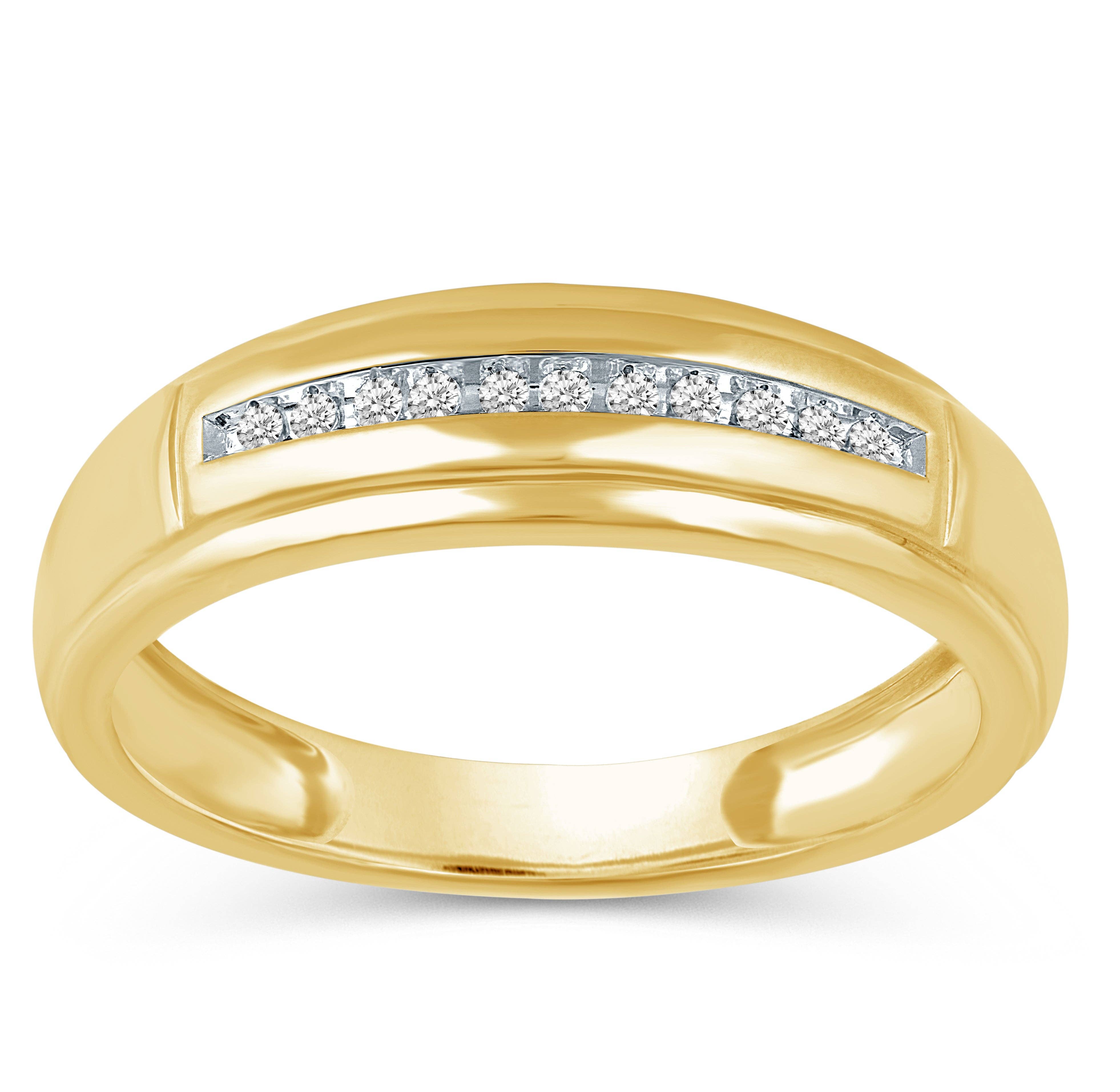 Fifth and Fine - Wholesale Jewelry Set - Men's 1/15CT TW Diamond Ring Set in 10KT Yellow Gold0