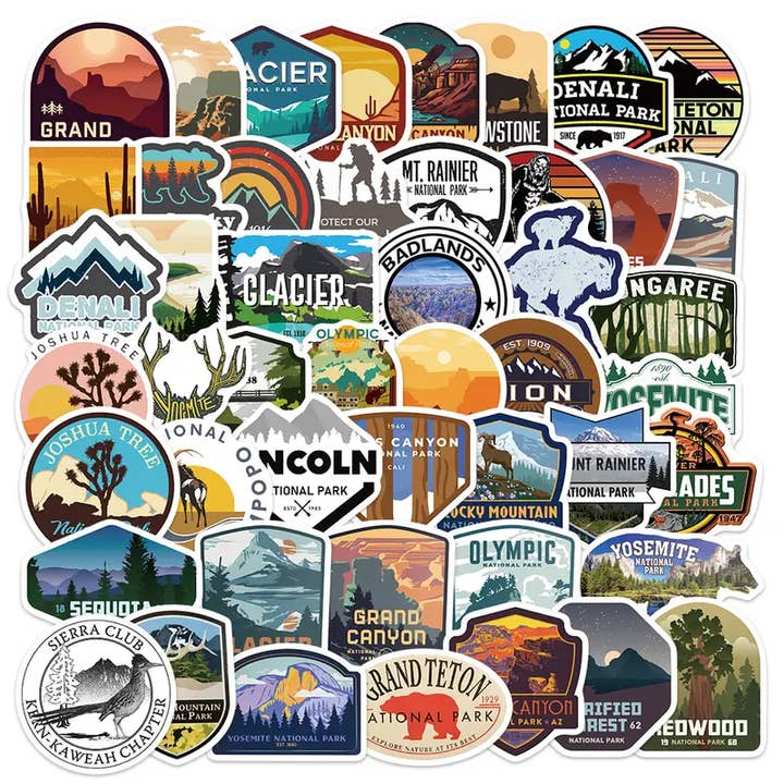 National Parks Stickers, Schreibwaren, Notizbuchzubehör, 50 Stück für den Großhandel von Magnifique Hearts