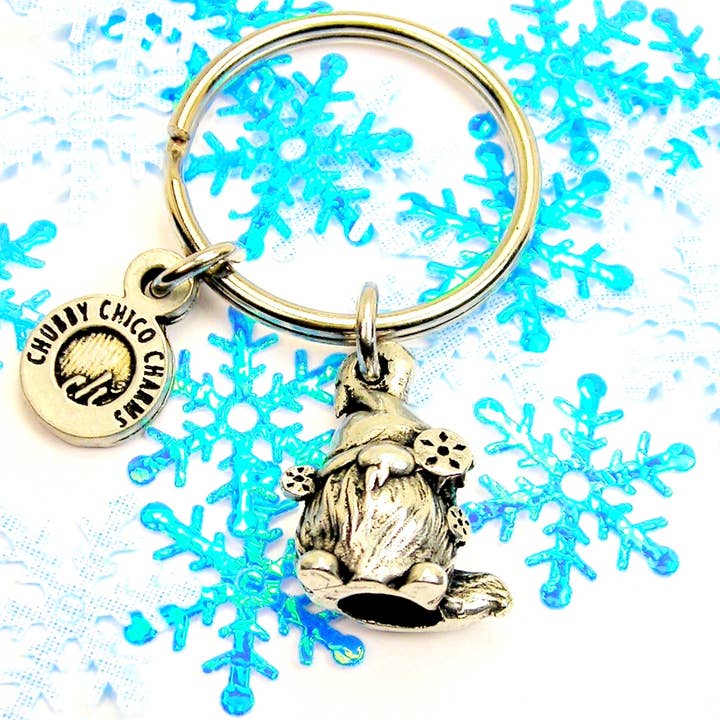 Chubby Chico Charms - Vente Porte-clés – femme - Porte-clés Gnome Flocon de neige d'hiver avec nez qui coule