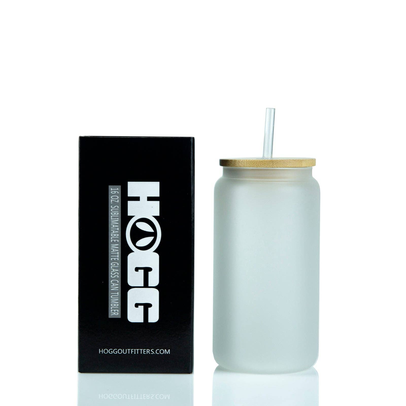 Hogg Outfitters - Vente Verre/tasse - Gourde en verre mat sublimable 16 oz avec couvercle et paille4