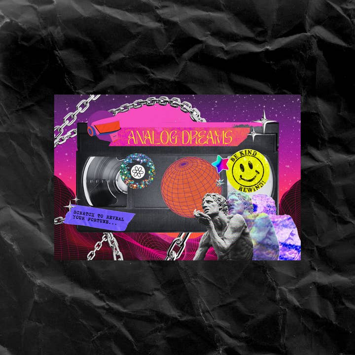 Cosmic Butcher - Wholesale Tarot Cards - 'Analog Dreams" Retro VHS Vaporwave Scratch Off Fortune Card