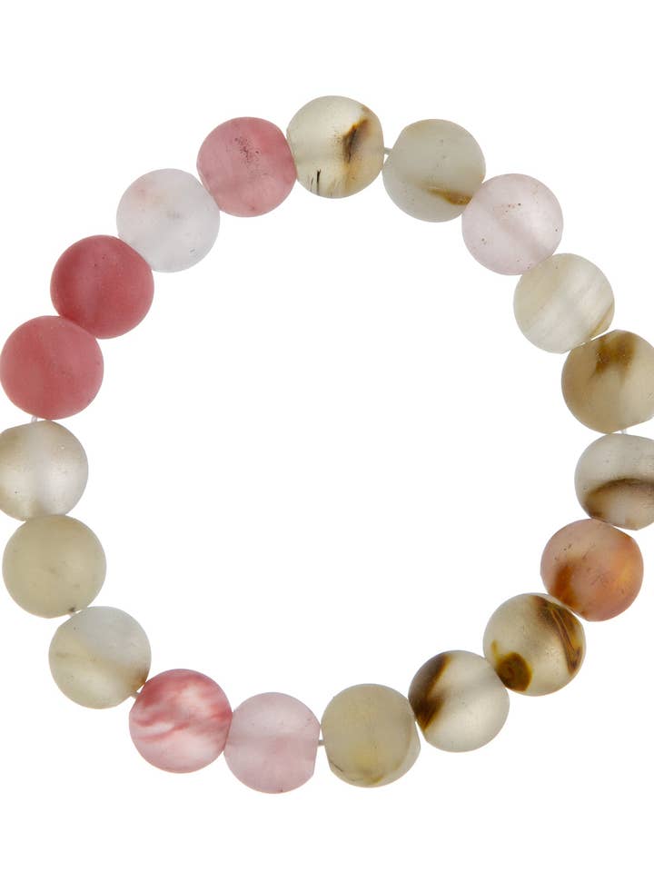 Bracciale elastico in pietra opaca Cherry Quartz B1872-10MM per la vendita all'ingrosso da parte di Ole