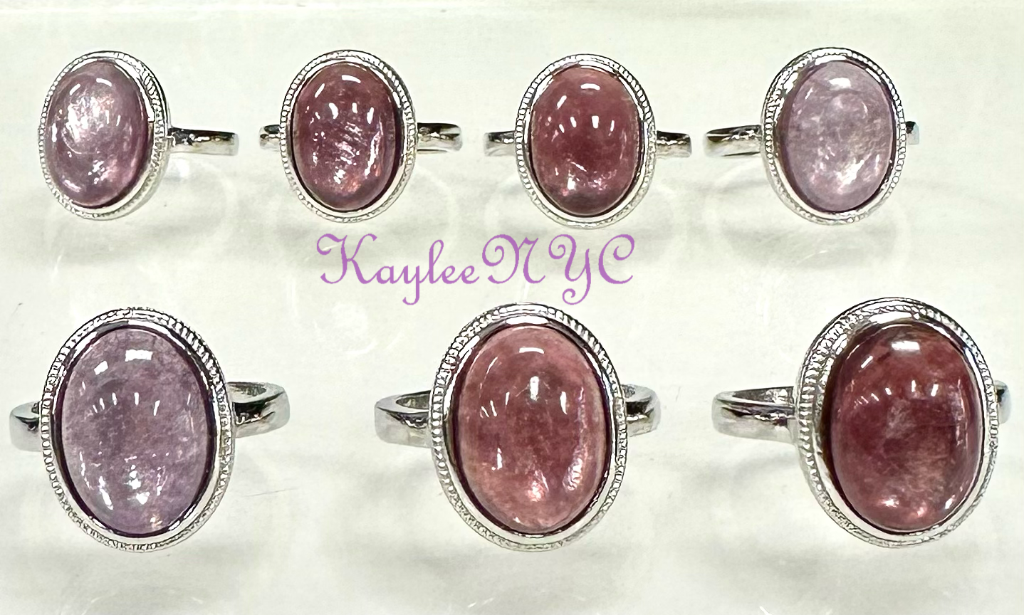 KayleeNYC - Wholesale Single Stone/Solitaire Ring - Natural Purple Mica Lepidolite Ring White Bronze1