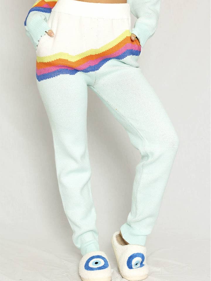 Retro stripe knit joggers for wholesale by Miss Sparkling