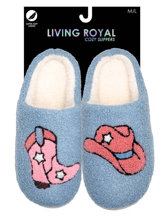 Living Royal - Wholesale Slippers - Women's - Indoor / Outdoor Slippers - Cow Print "Howdy" - Purple2