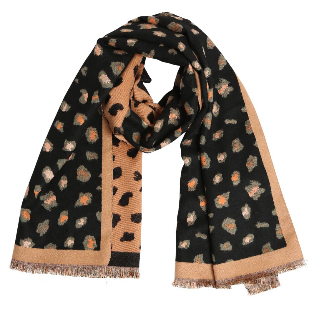 Fashion City - Wholesale Scarf - Women's - Leopard Oblong Wrap Shawl Scarf with Fringe 1