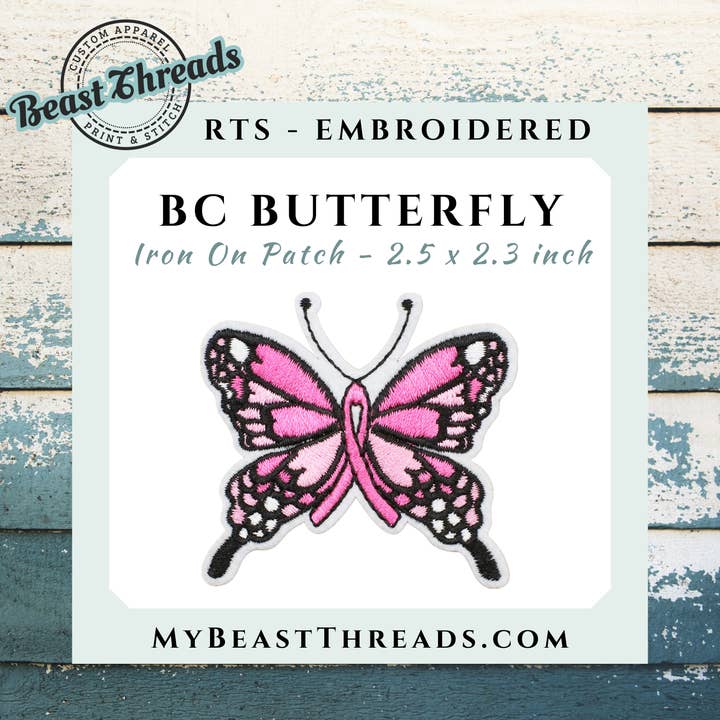 Beast Threads LLC - Wholesale Patch - BC Butterfly Embroidered Patch- RTS0