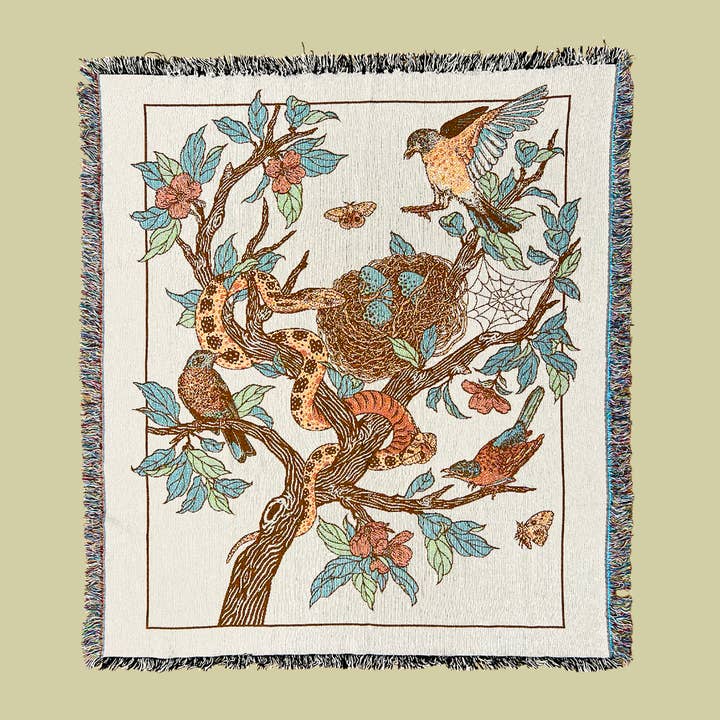 Woven Blanket Tapestry: Robin for wholesale by Mustard Beetle