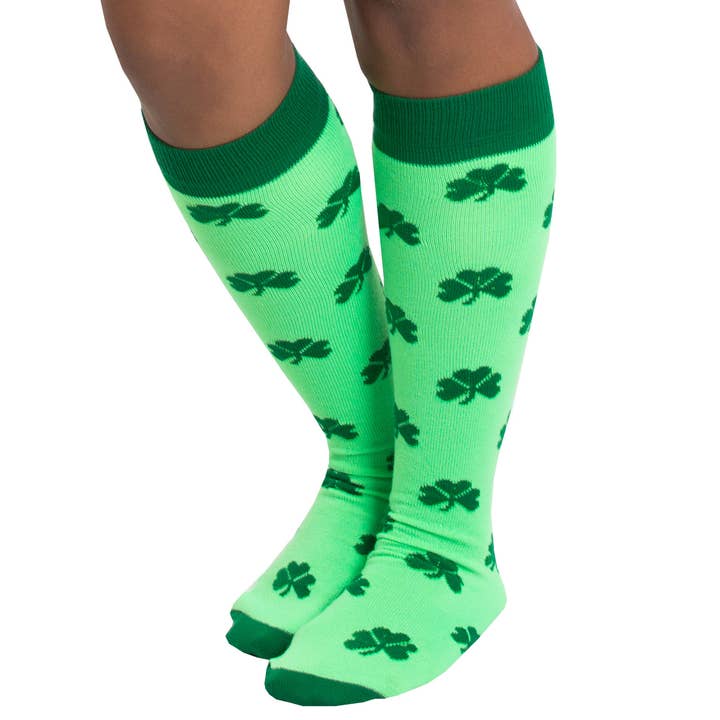 Neon Green Shamrock Socks for wholesale by Chrissy's Socks