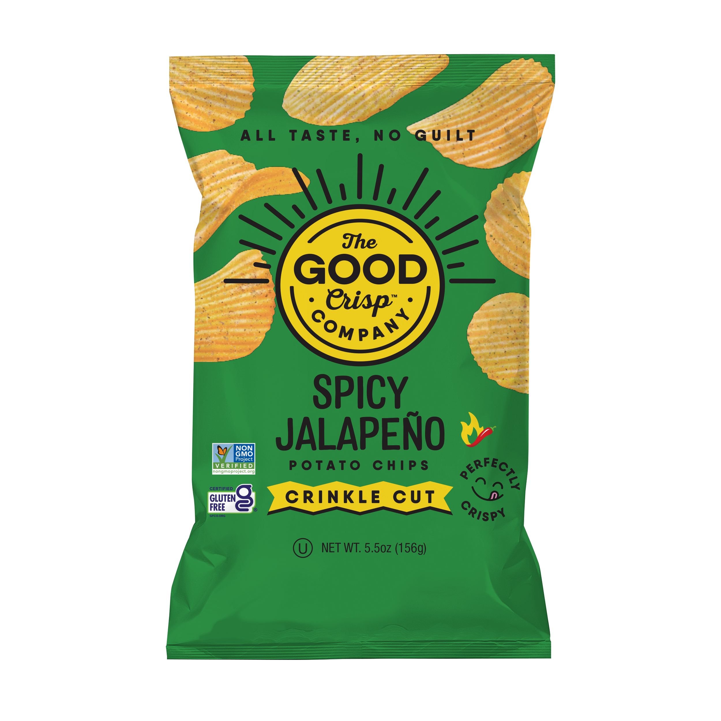The Good Crisp Company - Wholesale Chips - Crinkle Cut Spicy Jalapeno Chips, 5.5oz Bags (12 Pack)1