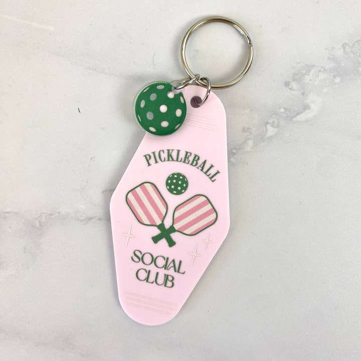 Pickleball Vintage Motel Style Acrylic Keychain for wholesale by Atomic Kraftworks