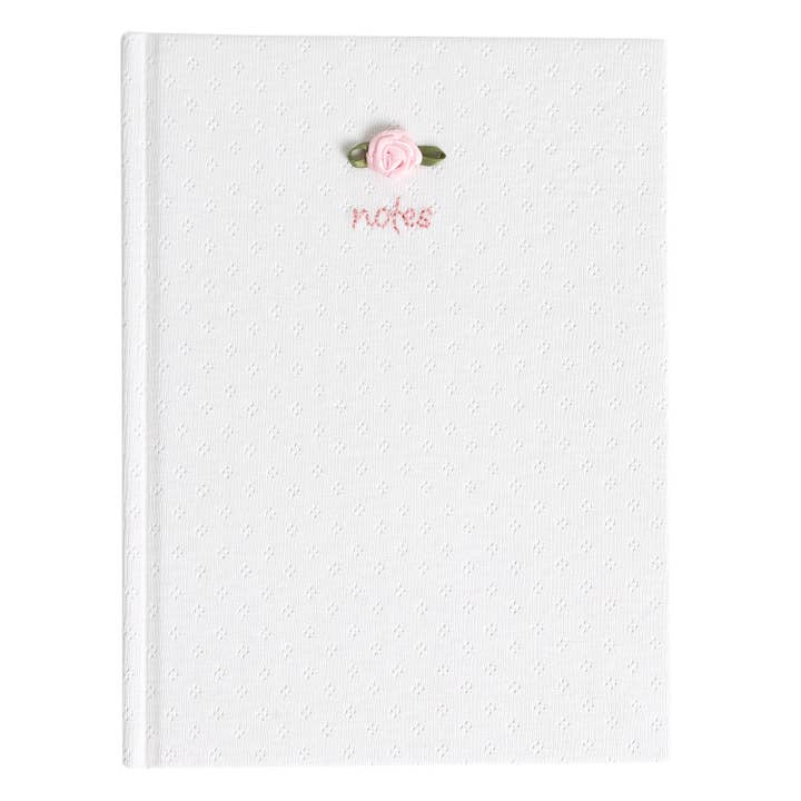 Pointelle Stationary Journal, Fabric Hardcover, White for wholesale by Pearhead