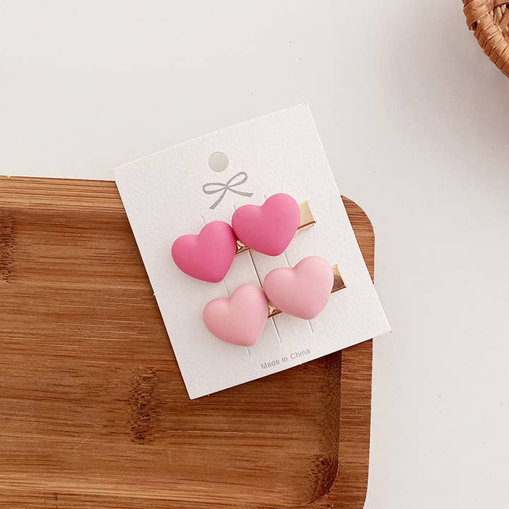 MyKids-USA® - Wholesale Hair Clip - Kids - Sweet Pink Collection: Versatile Heart Clip With Adorable Bo