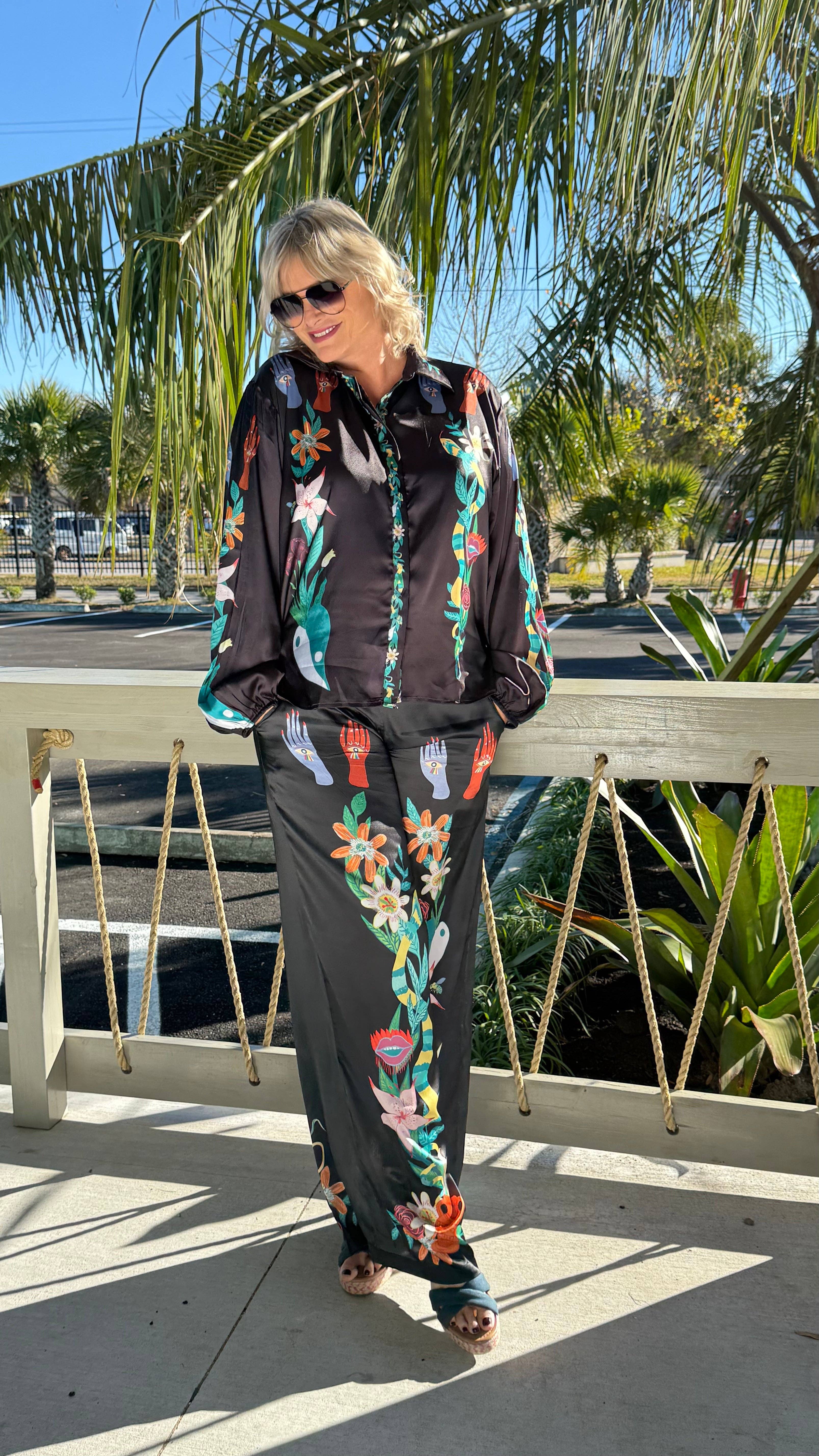 Paryse Style - Wholesale Top & Pant Set (NOT Loungewear) - Women's - Black Taboo Coordinate Set for Tall Women3